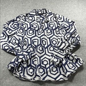 LANE BRYANT Geometric Patterned Shirt in Blue and White ZS‎ 22/24